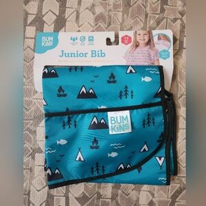 NWT BumKins 1-3 Year Velcro Adjustable Washable Reusable Bib Blue Camping Print